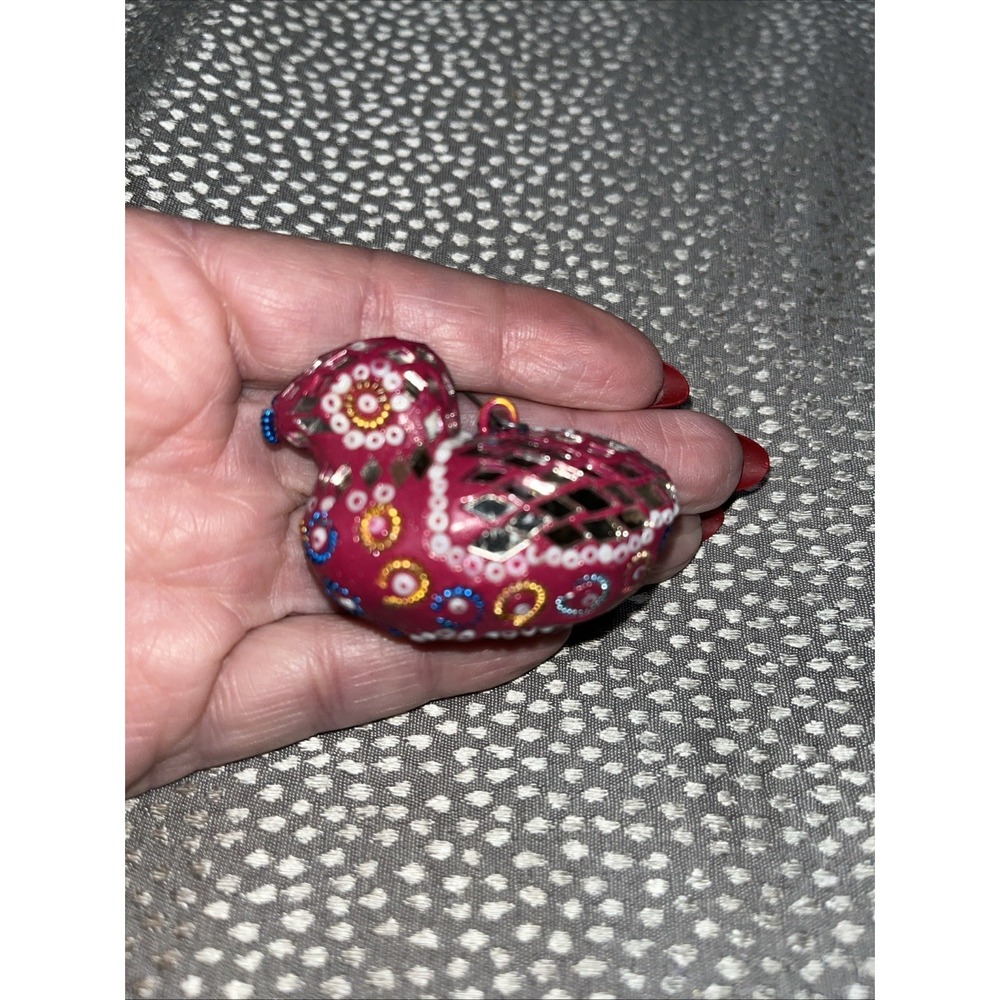 Vintage Seed Beaded Mosaic Duck Christmas Ornament